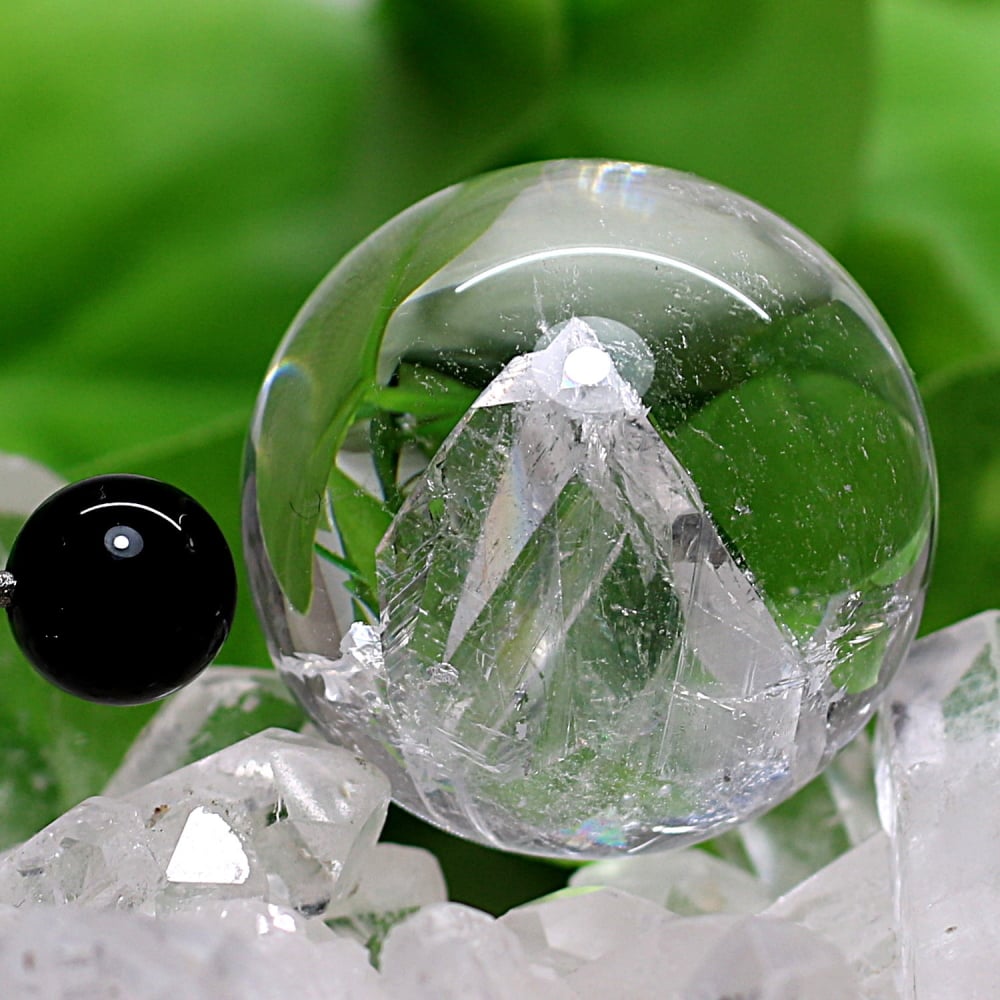 トップクォリティ]クォーツインクォーツ丸玉/貫入水晶スフィア（直径