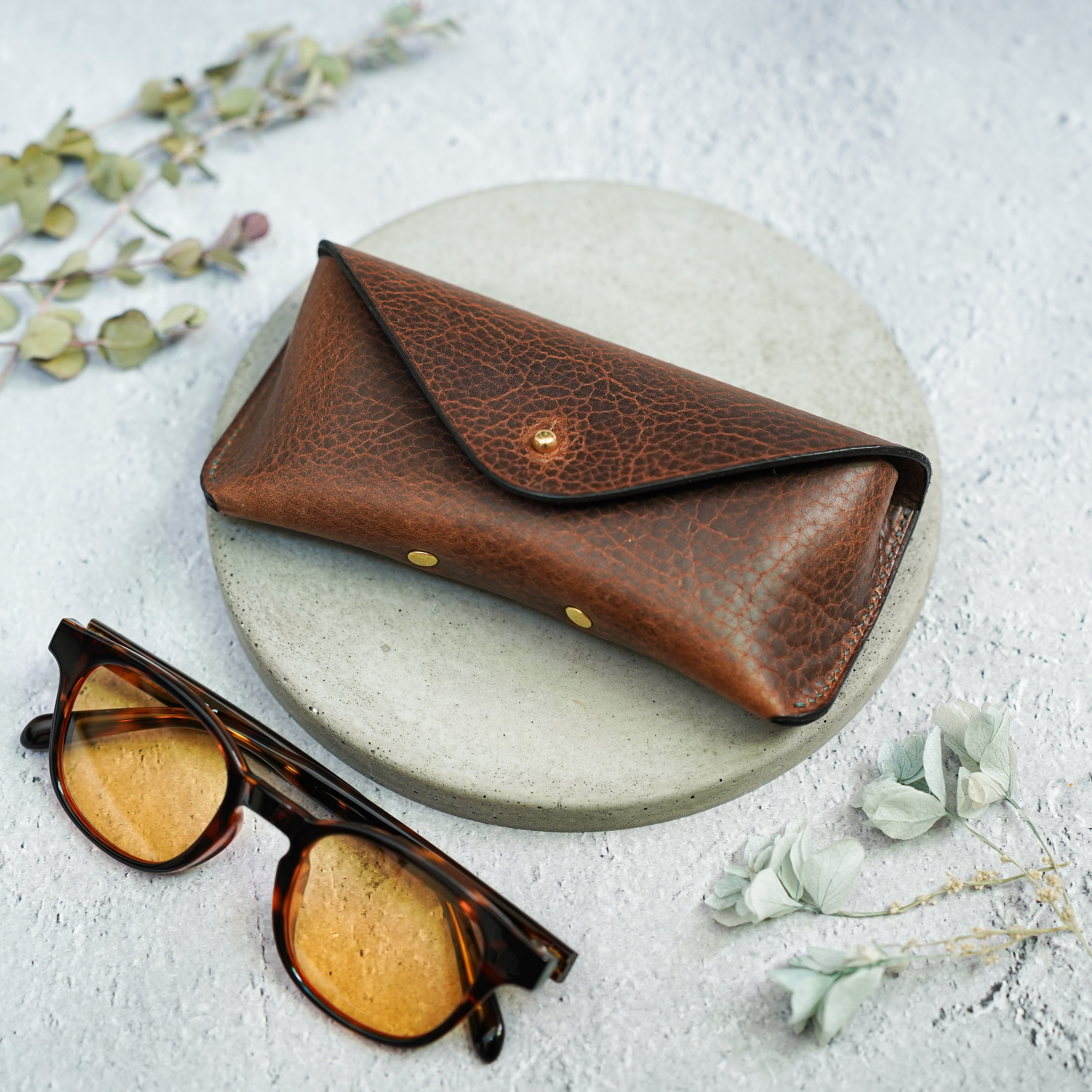 イタリアンレザー メガネケース ［ブラウン］ | STOCK LEATHER & GOODS