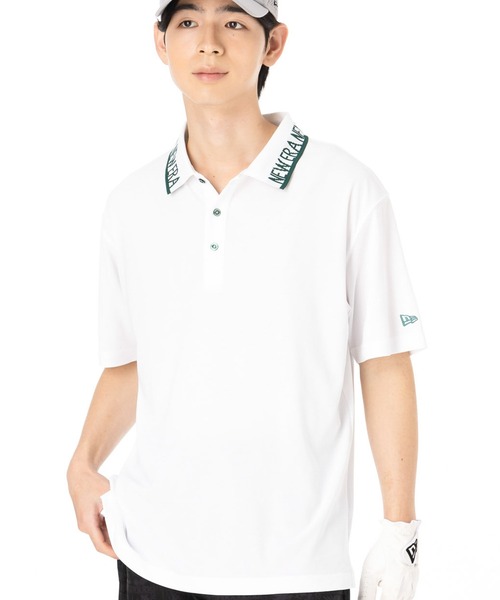 ニューエラゴルフ 半袖ポロシャツ 鹿の子 襟ジャカードロゴ