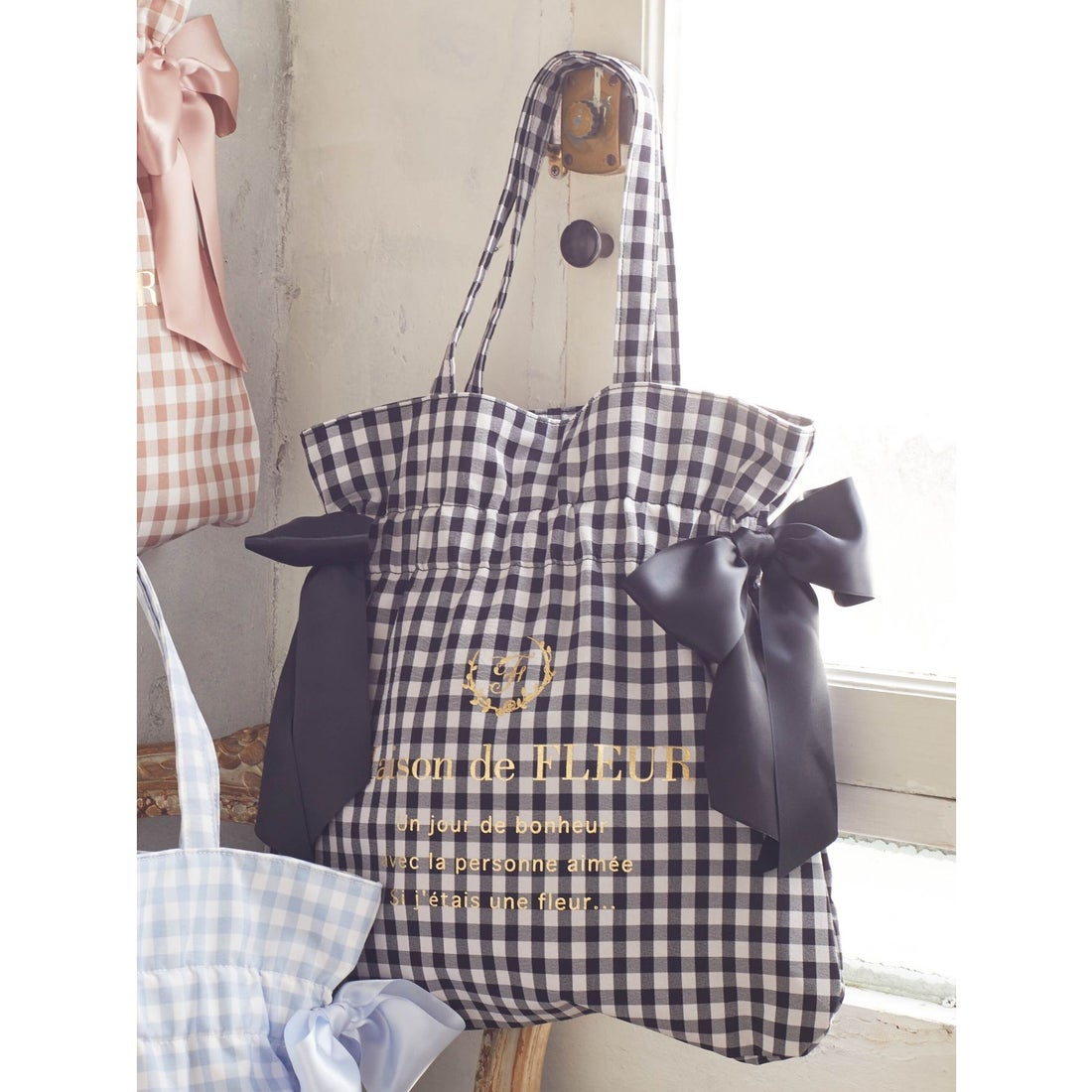 メゾン ド フルール Maison de FLEUR ギンガムチェックダブルリボン