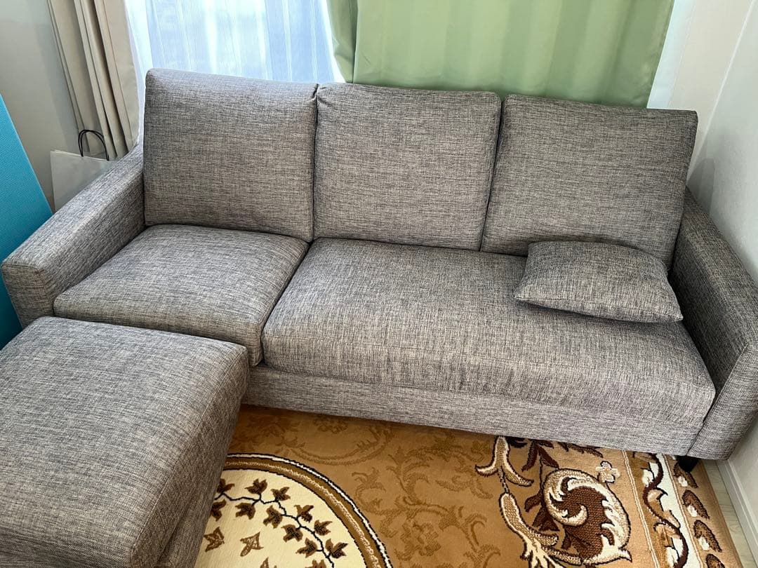 【10/15まで】グレー ファブリック ソファ＋オットマン＋クッション付き 楽天市場】【送料無料】 スツール オットマン ファブリック ソファー 1