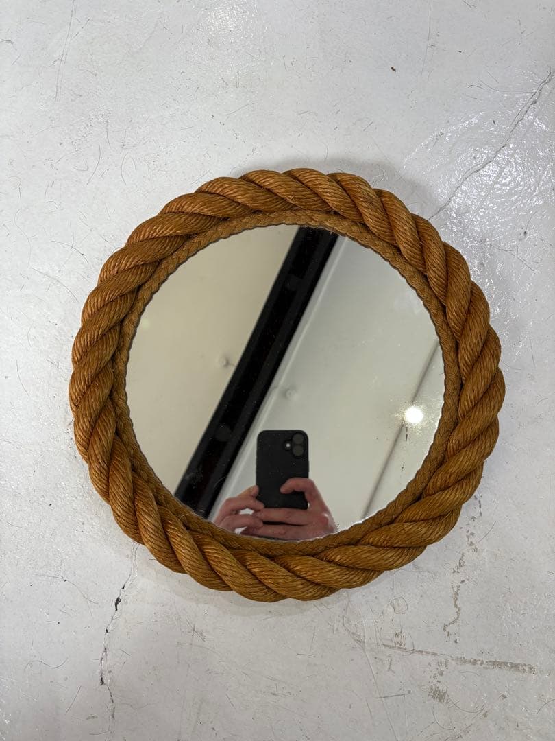 audoux&minet ミラー　　オードミネ　ロープ円形壁掛け鏡 Rope Round Mirror by Adrien Audoux & Frida Minet , France 1960s