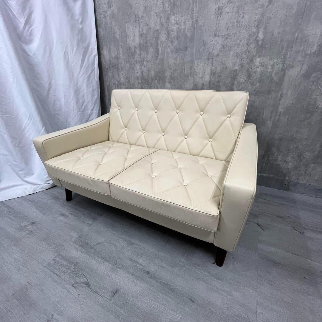 カリモク60 廃盤色 ホワイト アイボリー ロビーチェア2シーター 引越し処分】カリモク60 ロビーチェア 2シーター アイボリー（引取価格