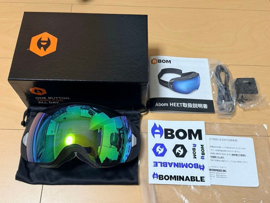 Abom HEET フラッシュグリーンミラー 美品 電熱ゴーグル 激レア ABOM エーボム＞ HEET FLASH GREEN MIRROR ヒートフラッシュグリーン